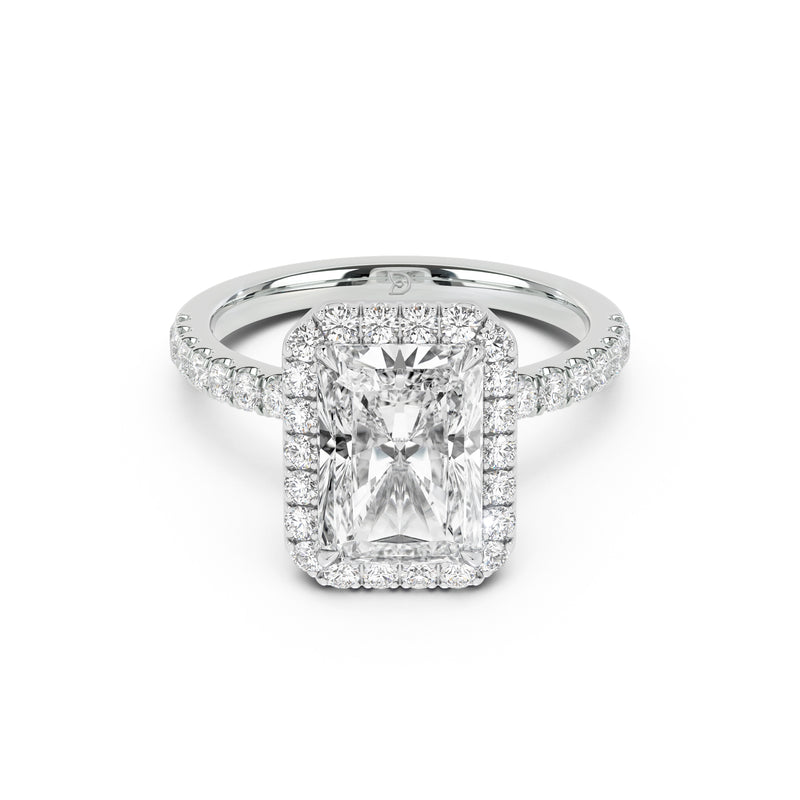 Stella Halo Engagement Ring with Diamond Band