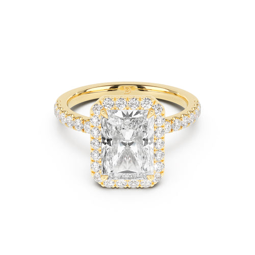 Stella Halo Engagement Ring with Diamond Band