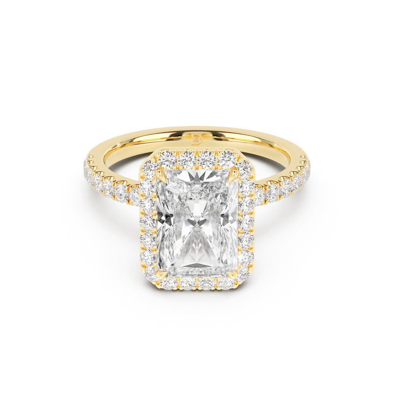 Stella Halo Engagement Ring with Diamond Band