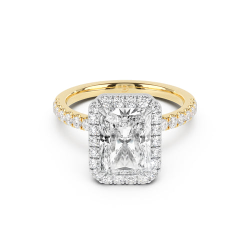 Stella Halo Engagement Ring with Diamond Band