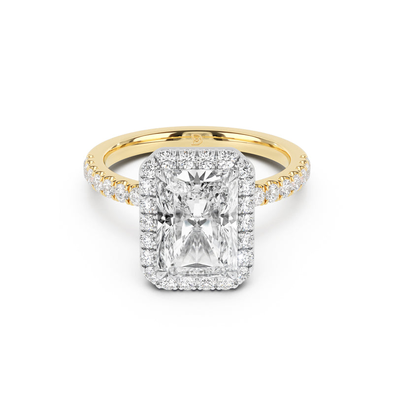 Stella Halo Engagement Ring with Diamond Band