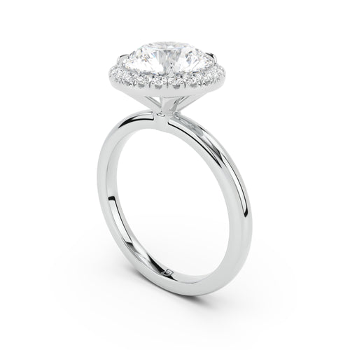 Stella Halo  Engagement Ring with Plain Band