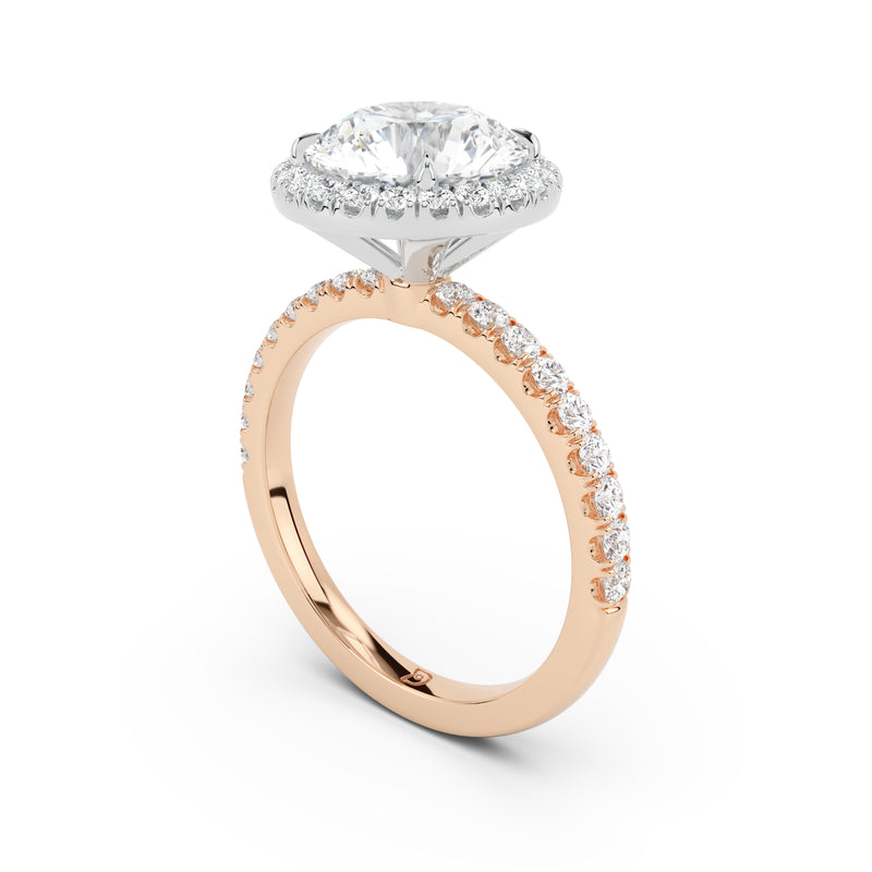 Stella Halo Engagement Ring with Diamond Band