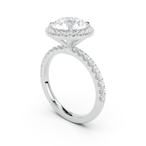 Stella Halo Engagement Ring with Diamond Band