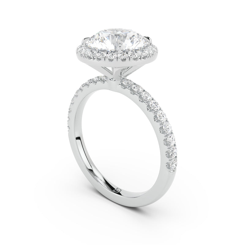 Stella Halo Engagement Ring with Diamond Band