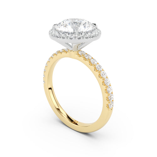 Stella Halo Engagement Ring with Diamond Band