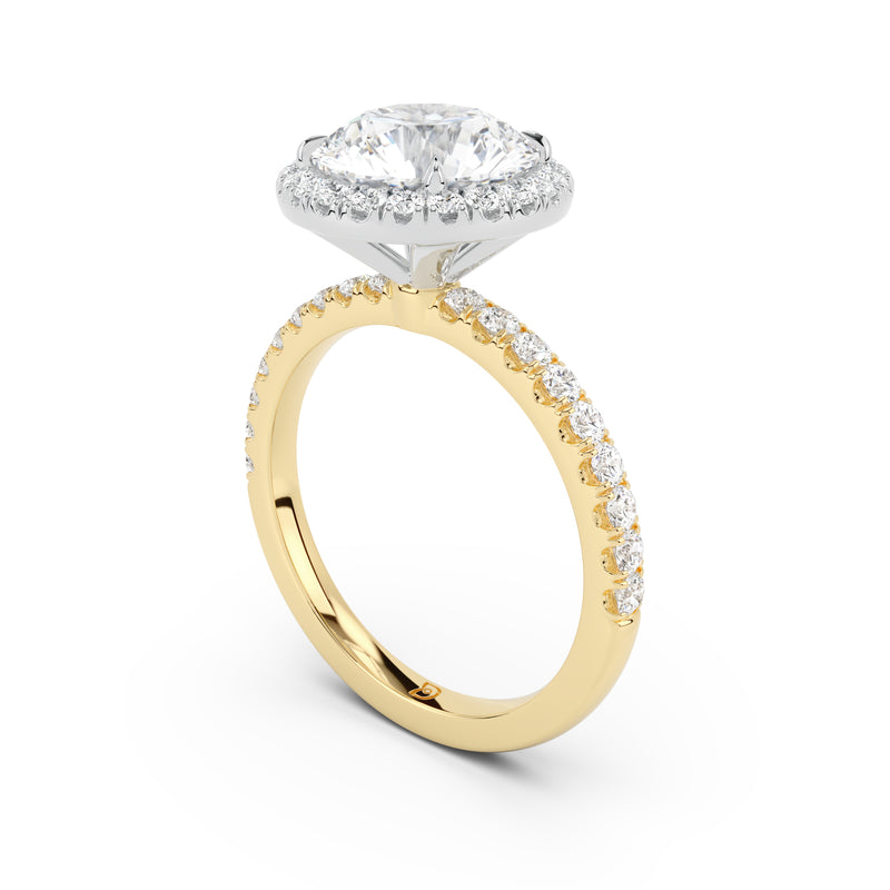 Stella Halo Engagement Ring with Diamond Band