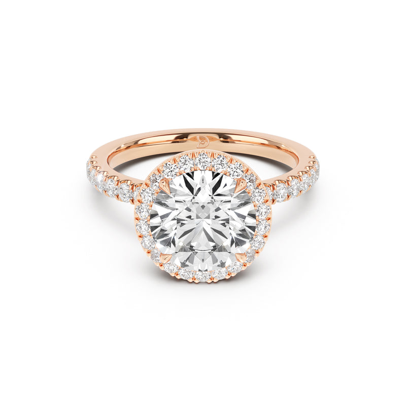 Stella Halo Engagement Ring with Diamond Band