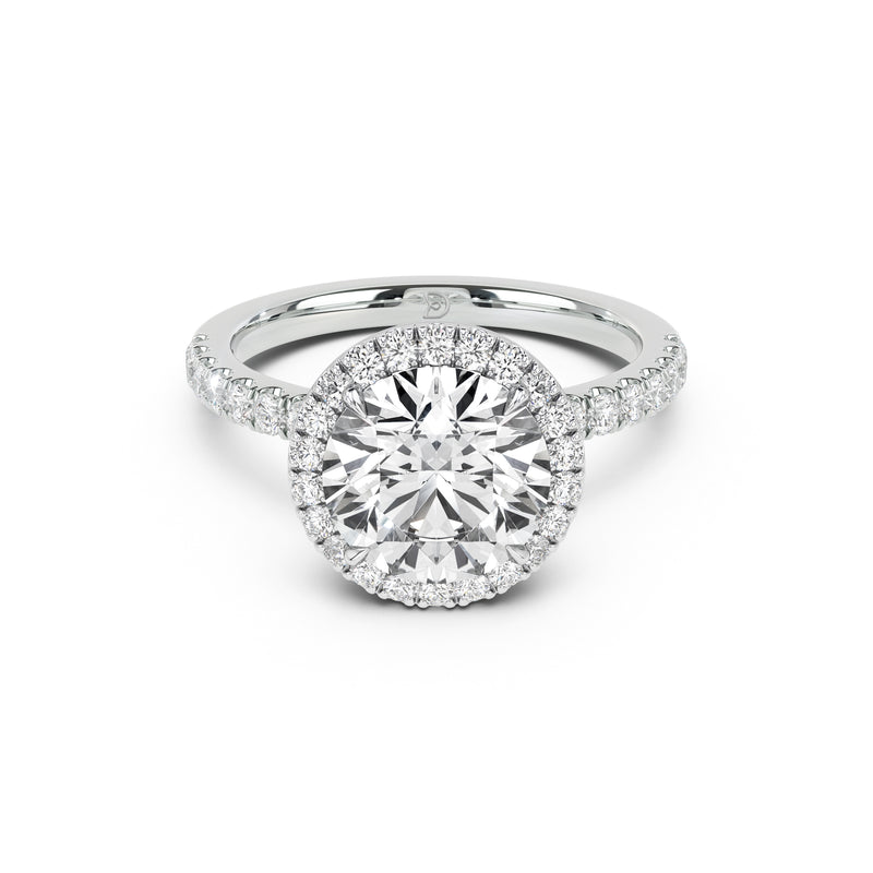 Stella Halo Engagement Ring with Diamond Band