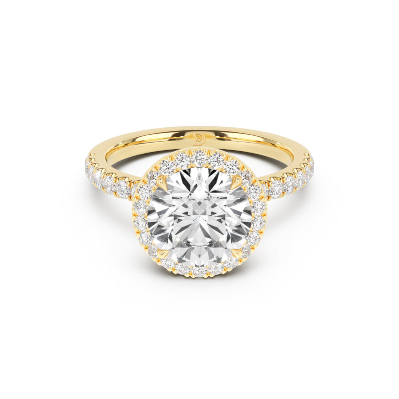 Stella Halo Engagement Ring with Diamond Band