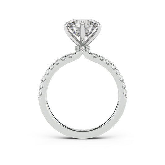 Ribbon Engagement Ring with Diamond Band