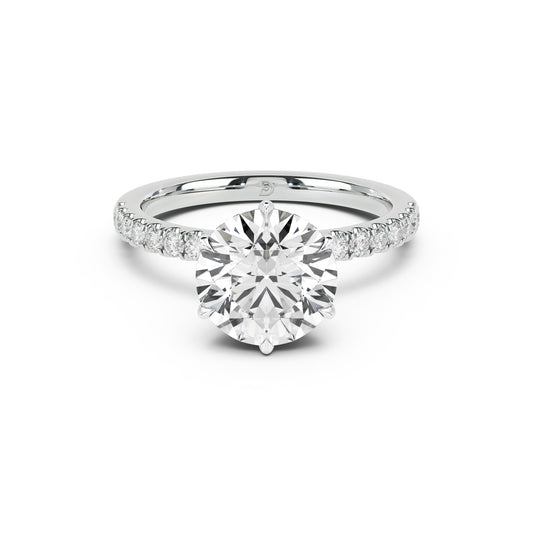 Ribbon Engagement Ring with Diamond Band