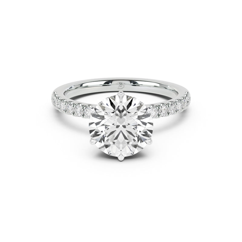 Ribbon Engagement Ring with Diamond Band