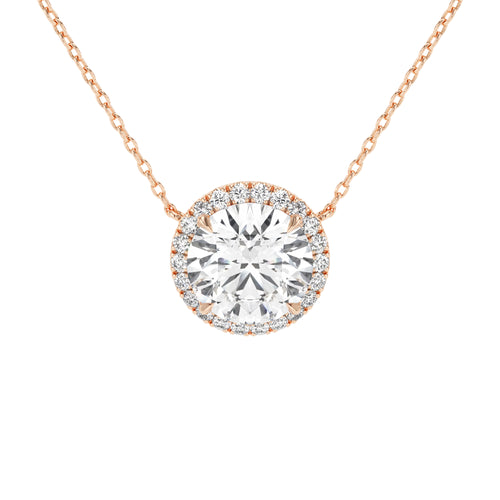 Stella Round Halo Diamond Pendant