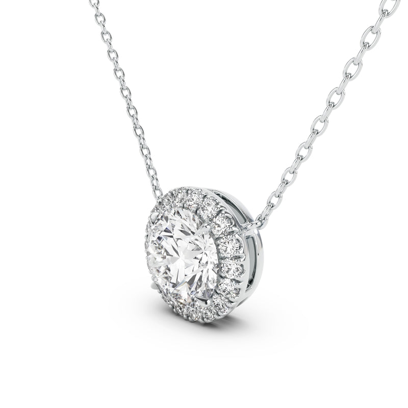 Stella Round Halo Diamond Pendant