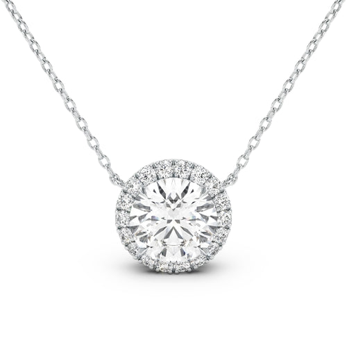 Stella Round Halo Diamond Pendant