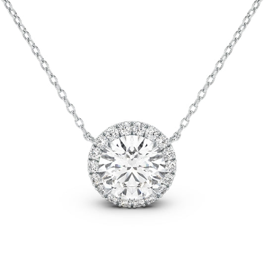 Stella Round Halo Diamond Pendant