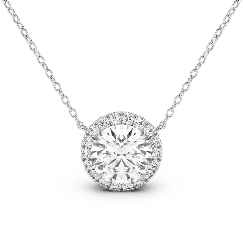 Stella Round Halo Diamond Pendant