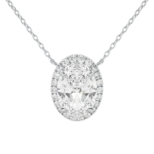 Stella Oval Halo Diamond Pendant