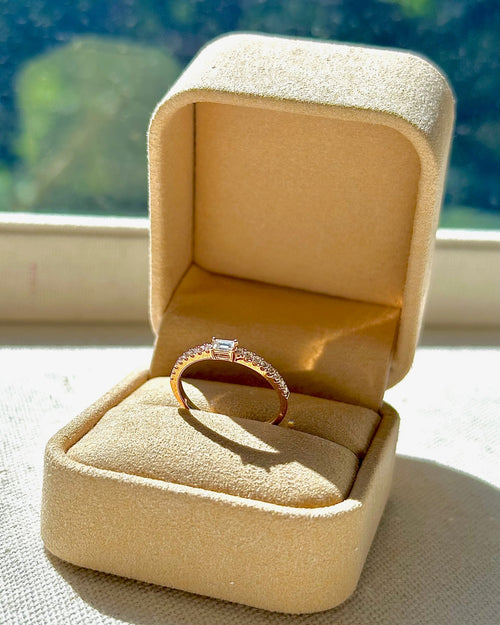 Baguette Diamond Ring Rose Gold - Size N 1/2